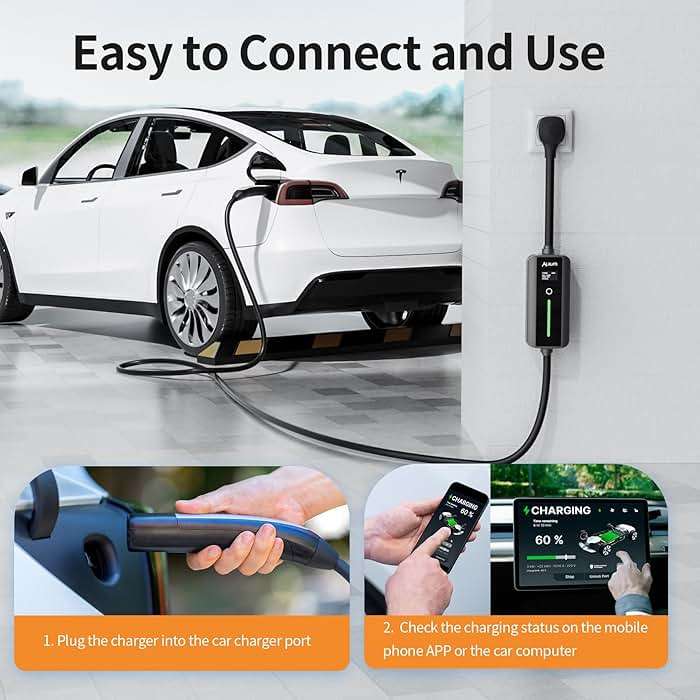 Alxum Level 2 Tesla Charger - 32Amp Tesla Portable Charger with 16.4 ft Cable for Home and Outdoor Mobile Connector with NEMA 14-50 Plug Compatible with All Models X/Y/3/S and Cybertruck - Image 3