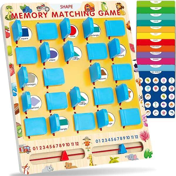 Matching Memory Game for Kids Ages 3-5 4-8, Board Games for 4-6, Car Airplane Camping Travel Toys Games Activities for 3-5 4-8, Toddler Kid Road Trip Essentials, Birthday Gifts for Kids Boys Girls - Image 1