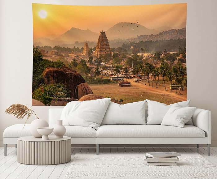 CHNYWORK 7ftx5ft Indian Virupaksha Temple Backdrop Scenic Hampi Landscape and Cityscape at Sunset at Karnataka India Background Hindu Indian Historic Themed Party Decoration Photo Studio Props - Image 3