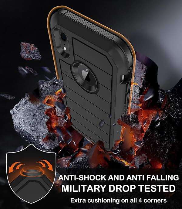 KECAI for iPhone XR Case with Built-in Screen Protector,Belt Clip Holster,Heavy Duty Shockproof Drop Protection Military Grade Rugged Full Body Durable Phone Cover with Kickstand (Black) - Image 4