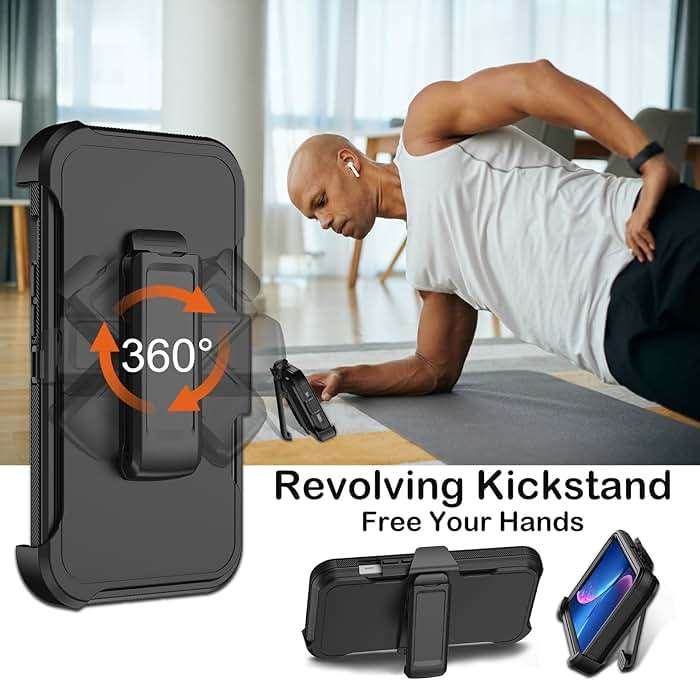 KECAI for iPhone XR Case with Built-in Screen Protector,Belt Clip Holster,Heavy Duty Shockproof Drop Protection Military Grade Rugged Full Body Durable Phone Cover with Kickstand (Black) - Image 5