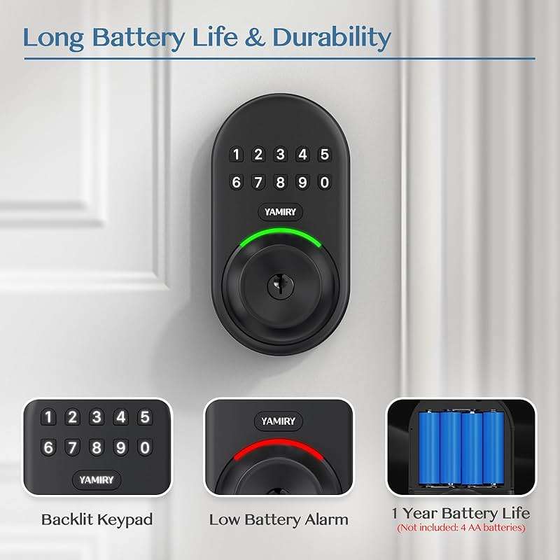 Keypad Smart Door Knob Lock, Yamiry Keyless Entry Digital Lock with Handle, Electronic Code Knob for Front Door, Easy Installation - Image 5