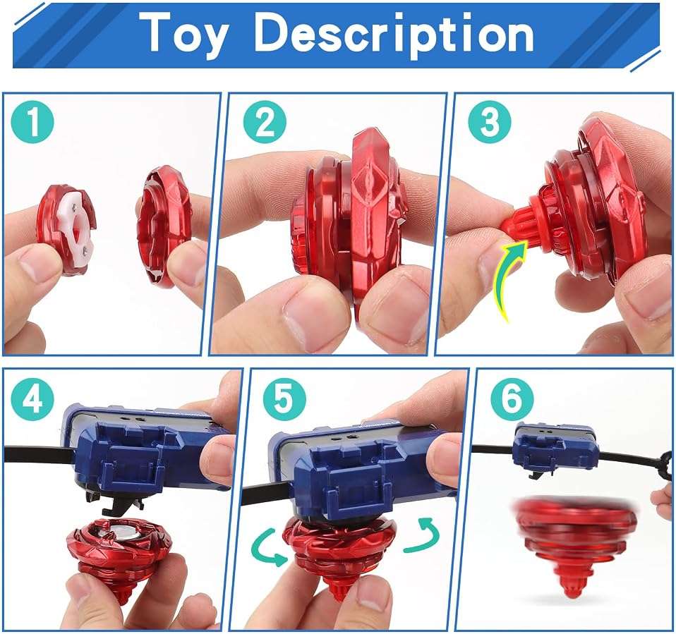 X Battling Top Gyro Toy Set, 12 Spinning Tops, 3 Launchers with Storage Box, Turbo Set Metal Fusion Game,Birthday Gift for Kids Children Boys Ages 6+ - Image 6