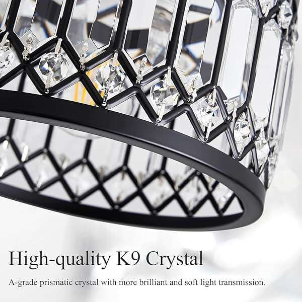 Pevfah Crystal Black Ceiling Light, Modern Semi Flush Mount Ceiling Lighting Fixture, Round Hallway Lighting Fixtures for Kitchen Entryway Bedroom Laundry Room, 1-Light, 9 Inch - Image 7