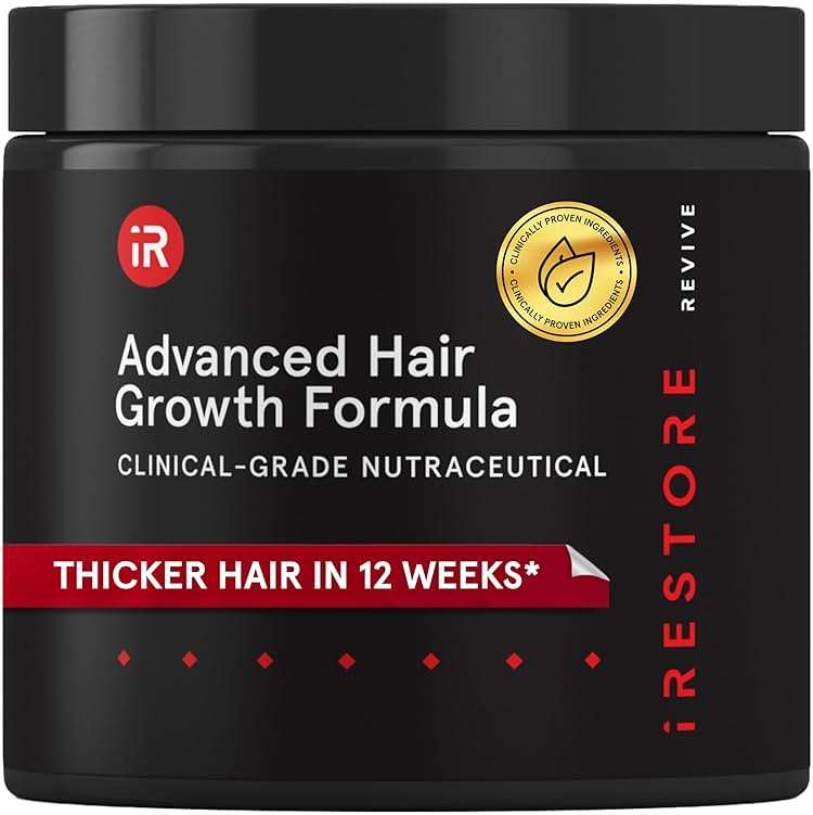 iRestore Advanced Hair Growth Supplement for Women with Lustriva, Hair Vitamins for Faster Hair Regrowth, Best for Hair Loss and Thinning, 1 Month Supply - 1 Count (Pack of 1) - Black - Image 1