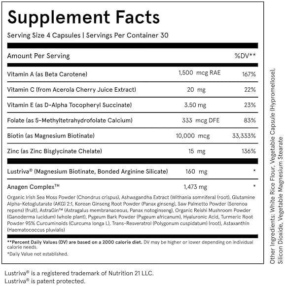 iRestore Advanced Hair Growth Supplement for Women with Lustriva, Hair Vitamins for Faster Hair Regrowth, Best for Hair Loss and Thinning, 1 Month Supply - 1 Count (Pack of 1) - Black - Image 9