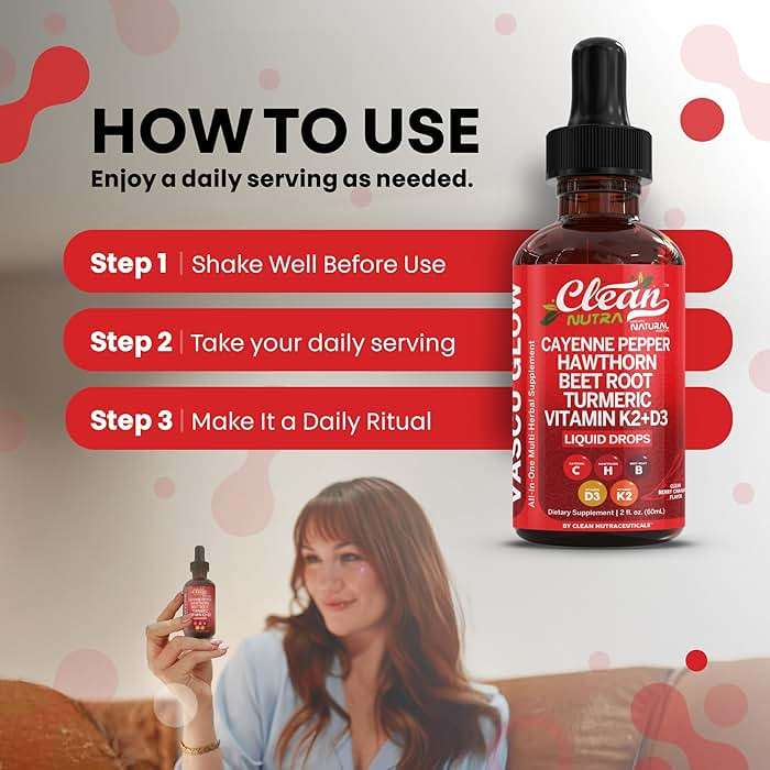 Clean Nutra Cayenne Pepper Drops Supplement Liquid + Hawthorn Berry, Vitamin D3 K2 Beet Root Powder, Ceylon Cinnamon, Turmeric Curcumin, Organic Panax Ginseng, Berberine Extract 1 Pack - Image 6