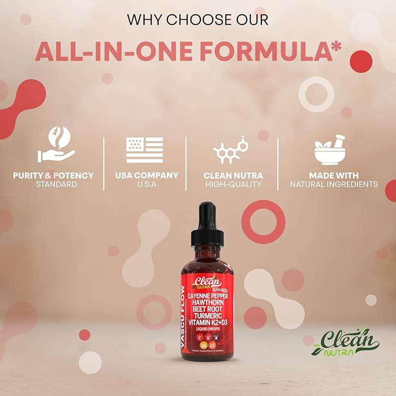 Clean Nutra Cayenne Pepper Drops Supplement Liquid + Hawthorn Berry, Vitamin D3 K2 Beet Root Powder, Ceylon Cinnamon, Turmeric Curcumin, Organic Panax Ginseng, Berberine Extract 1 Pack - Image 7