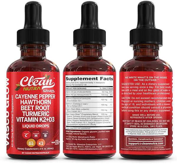Clean Nutra Cayenne Pepper Drops Supplement Liquid + Hawthorn Berry, Vitamin D3 K2 Beet Root Powder, Ceylon Cinnamon, Turmeric Curcumin, Organic Panax Ginseng, Berberine Extract 1 Pack - Image 8