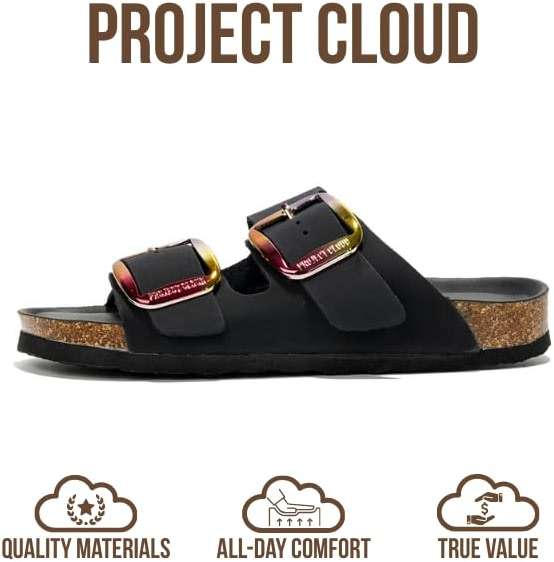 Project Cloud 100% Genuine Leather Flat Sandals for Women 2026 Comfortable Beach Essentials Womens Sandals Memory Foam Vacation Essentials Slides for Women Footwear (Santorini) - Image 4
