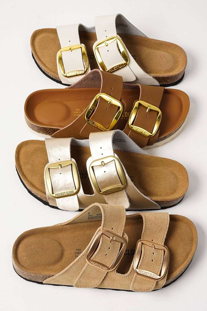 Project Cloud 100% Genuine Leather Flat Sandals for Women 2026 Comfortable Beach Essentials Womens Sandals Memory Foam Vacation Essentials Slides for Women Footwear (Santorini) - Image 6