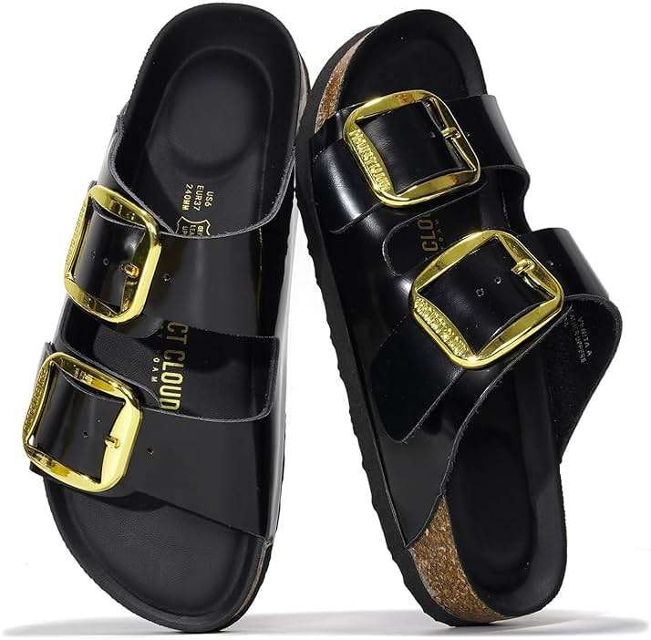 Project Cloud Genuine Leather Flat Sandals for Women 2025 Comfortable Beach Essentials Womens Sandals Memory Foam Vacation Essentials Slides for Women Footwear (Santorini) - Image 2