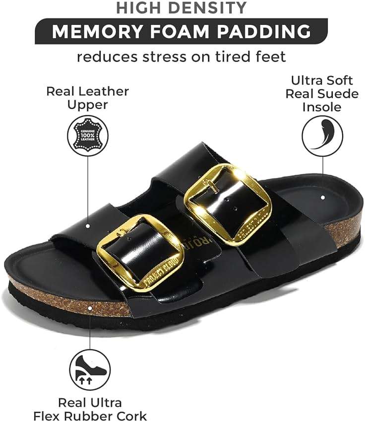 Project Cloud Genuine Leather Flat Sandals for Women 2025 Comfortable Beach Essentials Womens Sandals Memory Foam Vacation Essentials Slides for Women Footwear (Santorini) - Image 4