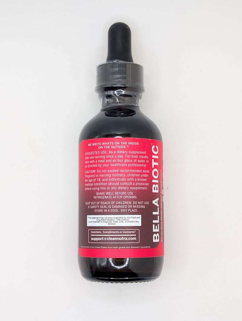 Liquid Probiotics for Women Drops with Chasteberry, Black Cohosh, Prebiotics, Digestive Enzymes, Evening Primrose Oil, Wild Yam, Cranberry Dmannose and Iron Vitamin D3 K2 Clean Nutra Bella Biotics - Image 8