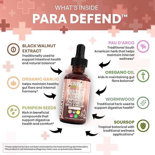 para Defend Wormwood Black Walnut Cleanse for Humans Drops Liquid Soursop Garlic Pumpkin Seed PAU D'Arco Oil of Oregano Turmeric Berberine Neem Extract Hull Bark Tincture by Clean Nutra - Image 3