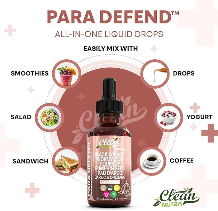 para Defend Wormwood Black Walnut Cleanse for Humans Drops Liquid Soursop Garlic Pumpkin Seed PAU D'Arco Oil of Oregano Turmeric Berberine Neem Extract Hull Bark Tincture by Clean Nutra - Image 6