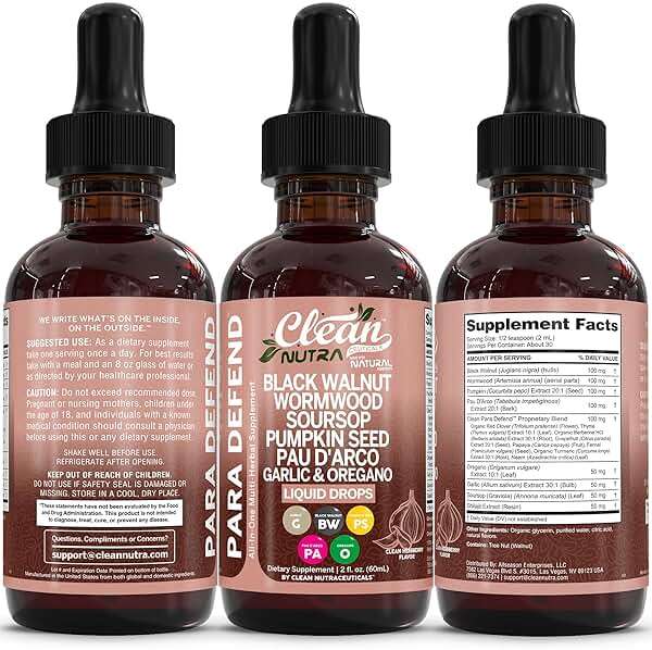 para Defend Wormwood Black Walnut Cleanse for Humans Drops Liquid Soursop Garlic Pumpkin Seed PAU D'Arco Oil of Oregano Turmeric Berberine Neem Extract Hull Bark Tincture by Clean Nutra - Image 9