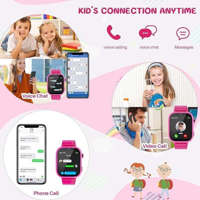 OKYUK 4G Kids Smart Watches Girls Gifts Age 3-12, Smart Watch for Kids with 47 Games, two-way calling feature, SOS emergency call Camera Video Recorder Gift Toys for Girls Ages 5 6 7 8 9 10 (Rose Red) - Image 3