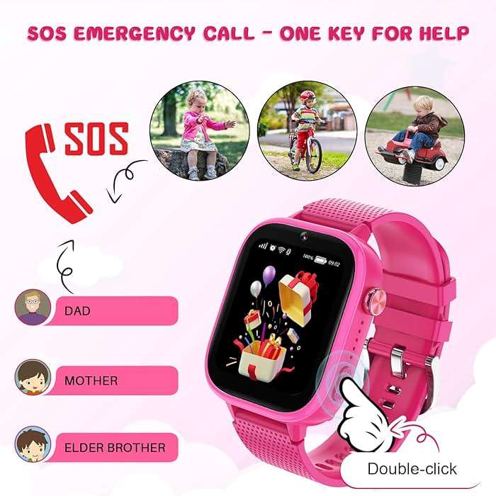 OKYUK 4G Kids Smart Watches Girls Gifts Age 3-12, Smart Watch for Kids with 47 Games, two-way calling feature, SOS emergency call Camera Video Recorder Gift Toys for Girls Ages 5 6 7 8 9 10 (Rose Red) - Image 4