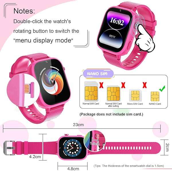 OKYUK 4G Kids Smart Watches Girls Gifts Age 3-12, Smart Watch for Kids with 47 Games, two-way calling feature, SOS emergency call Camera Video Recorder Gift Toys for Girls Ages 5 6 7 8 9 10 (Rose Red) - Image 7