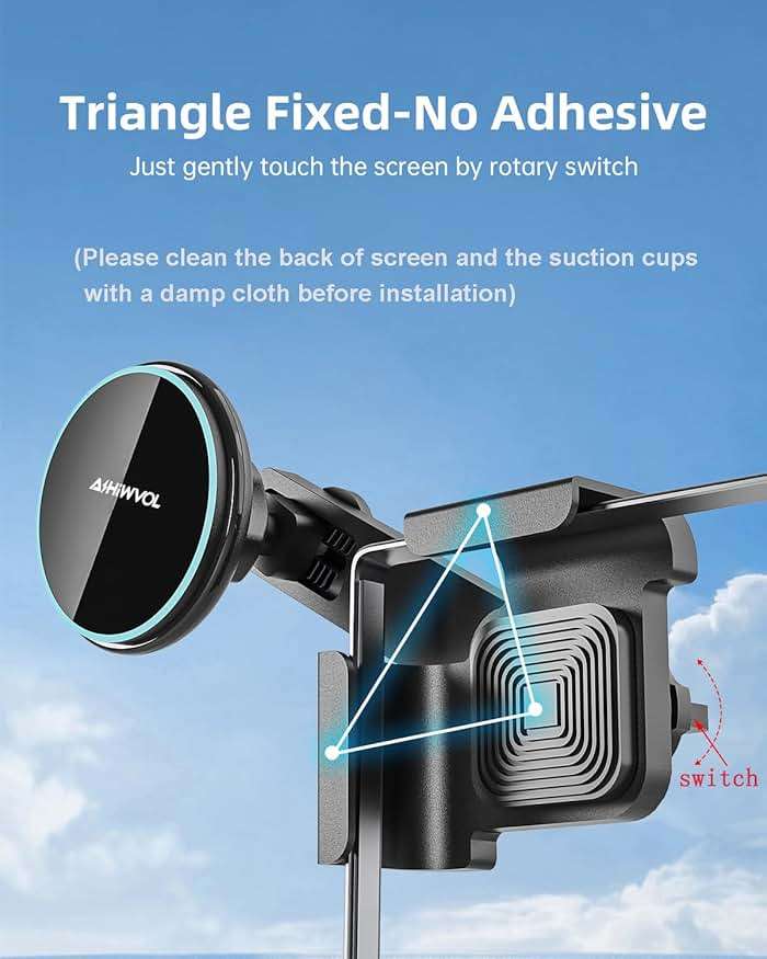 AiHiwvol for Qi2 15W Tesla Magsafe Charger [Heat Restriction], Tesla Phone Mount Charger for Model Y/3 Screen[Stable Metal Holder], Wireless Fast Charging for iPhone 17 to 12 Series with 40″ C-C Cable - Image 2
