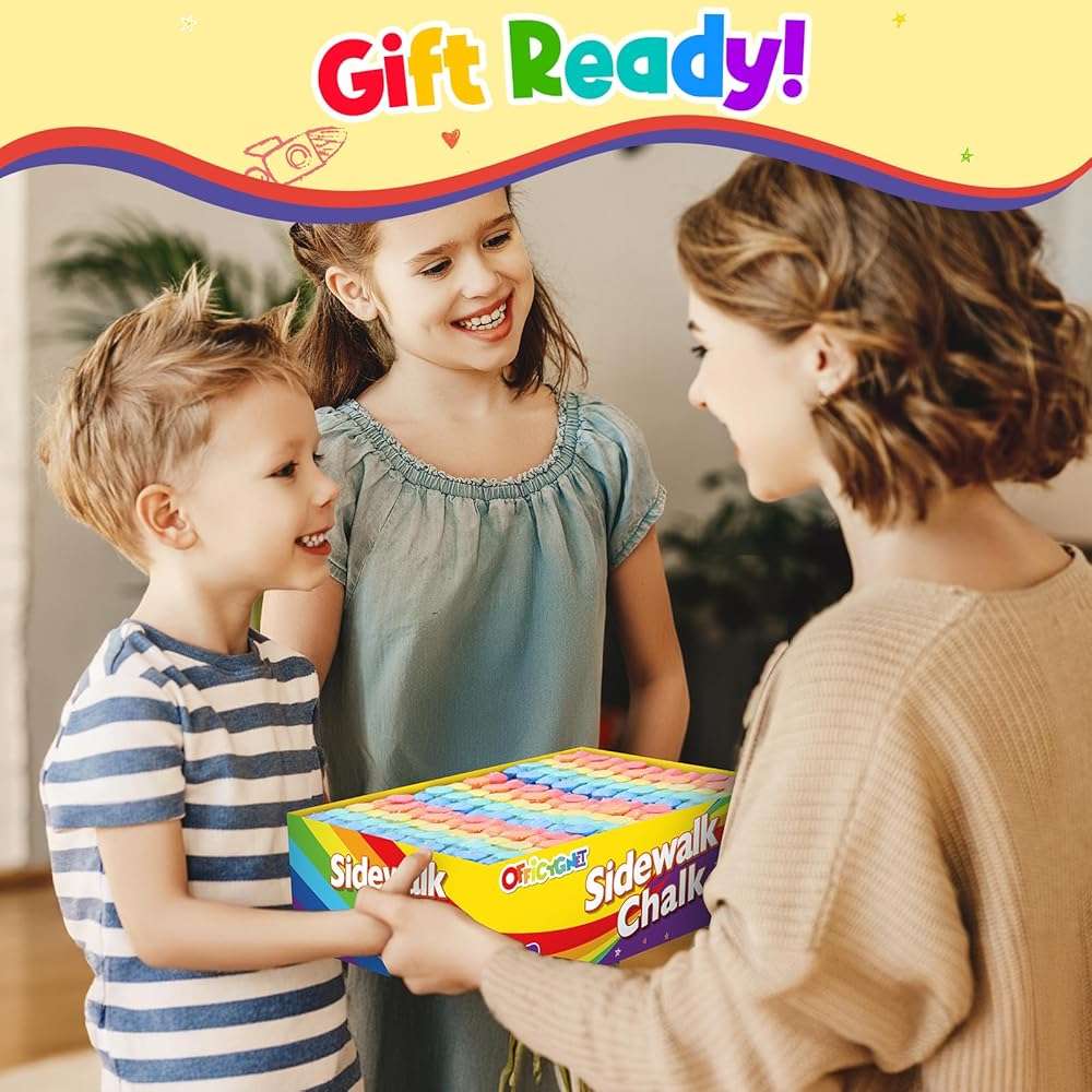 150 PCS Sidewalk Chalk for Kids, 30 Packs in 5 Colors, Giant Box Non-Toxic Jumbo Chalk Set for Toddler, Bulk Washable Chalks for Outdoor Toys and Games, Art Paint on Playground, Outside Play Supplies - Image 7