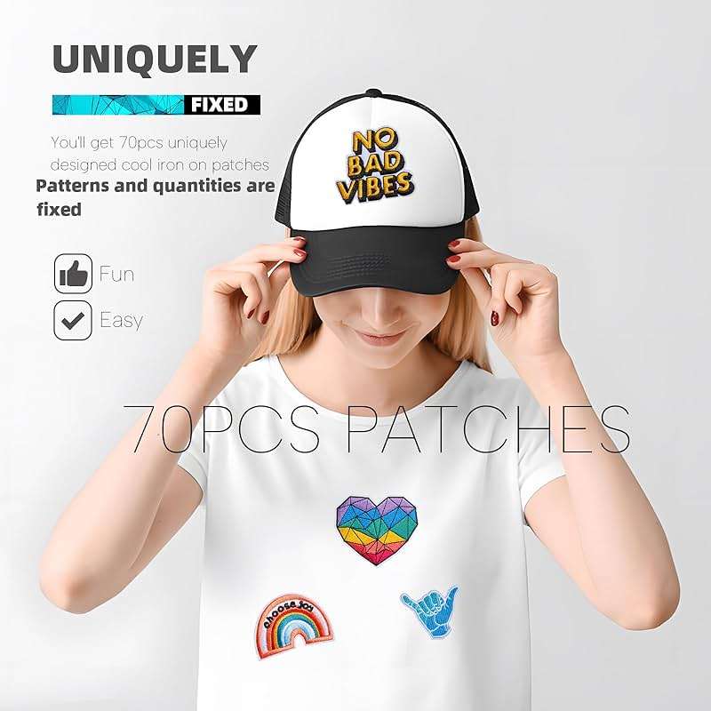 Solasocool Embroidered Iron on Patches Applique 70pcs Assorted Styles Iron on/Sew on Patch for Clothes Hats Backpacks Fabric Cute Embroidery Patches for Clothing Jeans Jackets DIY Accessories - Image 4