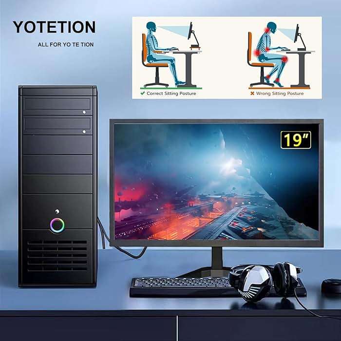 YOTETION 19-inch Full HD 75Hz Small Thin Monitor for laptops, Computers and desktops, HD+ 1440 x 900p, Anti-Glare, LED Display, VGA/HDMI Connection - Image 2