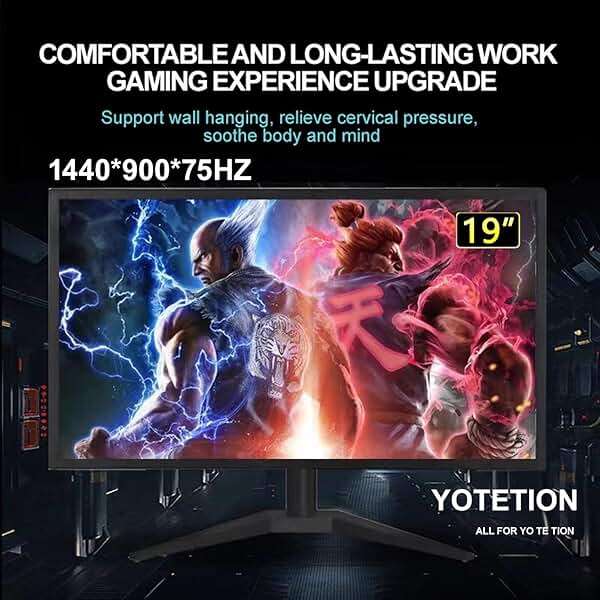 YOTETION 19-inch Full HD 75Hz Small Thin Monitor for laptops, Computers and desktops, HD+ 1440 x 900p, Anti-Glare, LED Display, VGA/HDMI Connection - Image 3