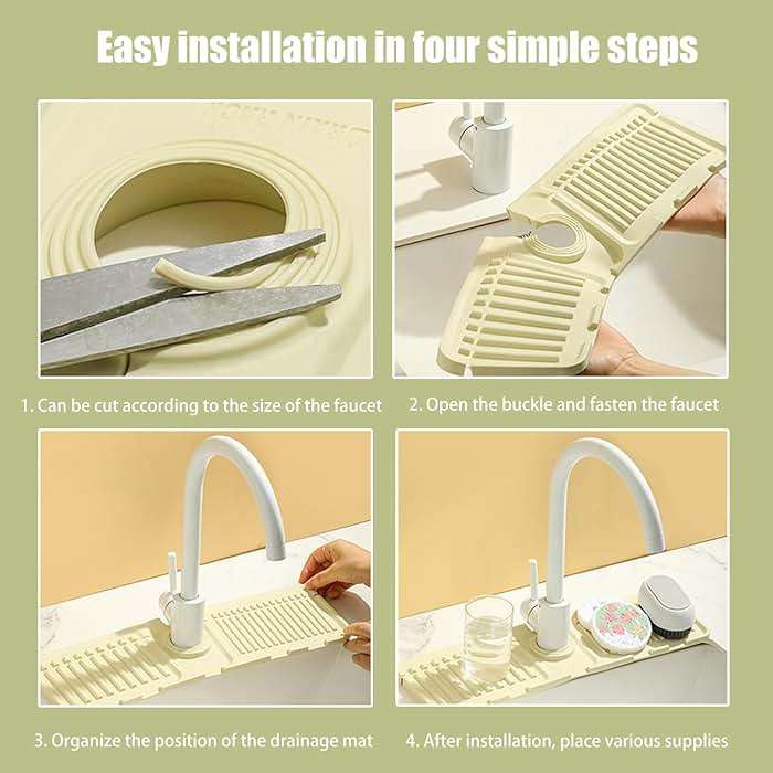 Swicado Faucet Mat for Kitchen Sink - 2024 Upgraded Premium Silicone Splash Guard with Fast Drying Properties - Protective Sink Tray Ideal for Stone Sinks in Kitchen & Bathroom (1, Gray) - Image 6
