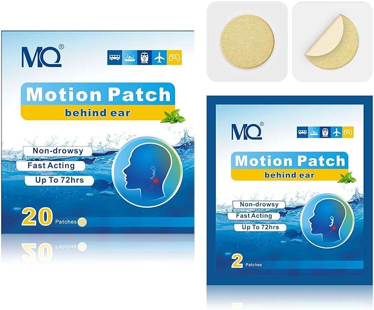 MQ 20ct Motion Sickness Patches, Light Color, Sea Sickness Patches Non Drowsy & Waterproof, Cruise Ship Travel Essentials, Fast Acting & Long Lasting 72H - Image 1