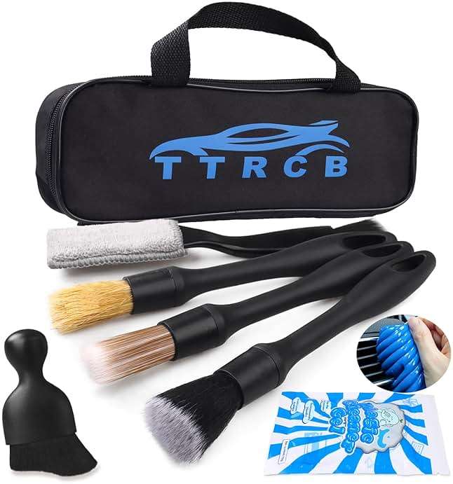 7PCS Car Detailing Brush Set, Ultra Soft Boars Hair Car Interior Detailing Brushes, Car Interior Detailing Kit, Car Cleaning Gel Supplies Kit, Car Dust Brush, Car Accessories for Truck, Suv, Interior - Image 1