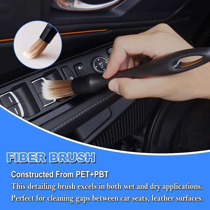 7PCS Car Detailing Brush Set, Ultra Soft Boars Hair Car Interior Detailing Brushes, Car Interior Detailing Kit, Car Cleaning Gel Supplies Kit, Car Dust Brush, Car Accessories for Truck, Suv, Interior - Image 4