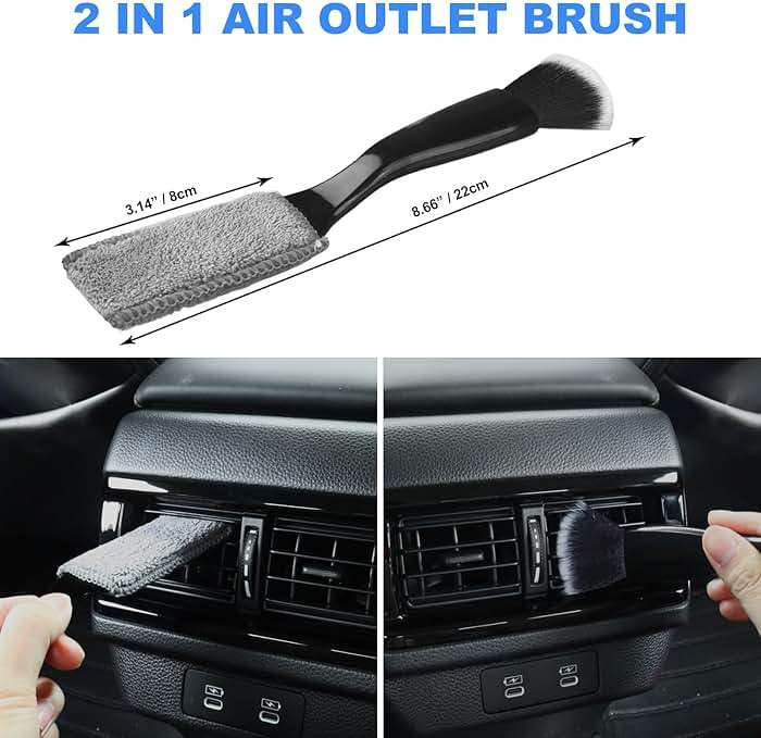 7PCS Car Detailing Brush Set, Ultra Soft Boars Hair Car Interior Detailing Brushes, Car Interior Detailing Kit, Car Cleaning Gel Supplies Kit, Car Dust Brush, Car Accessories for Truck, Suv, Interior - Image 5