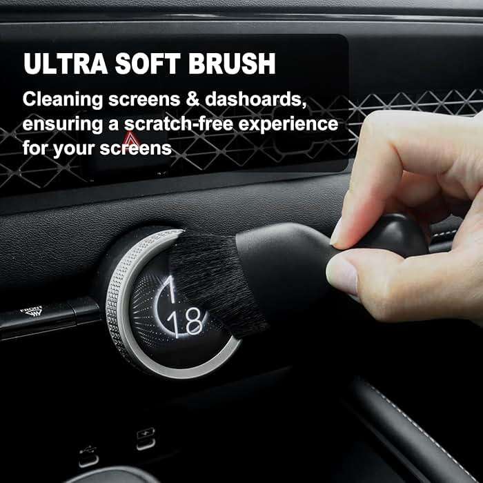 7PCS Car Detailing Brush Set, Ultra Soft Boars Hair Car Interior Detailing Brushes, Car Interior Detailing Kit, Car Cleaning Gel Supplies Kit, Car Dust Brush, Car Accessories for Truck, Suv, Interior - Image 6