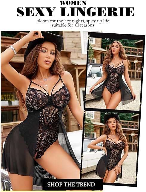 Avidlove Lingerie For Women Womens Lace Bodysuit Teddy Babydoll Chemise Sexy Nighty Mesh Sleepwear S-XXL - Image 5