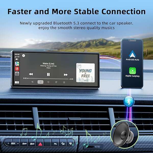 LAMTTO 9.26-inch Wireless CarPlay Screen for Car Compatable with Apple CarPlay& Android Auto,Portable Car Stereo with GPS Navigation,Bluetooth,Mirror Link,Drive Play,Touch Screen for All Vehicles - Image 4