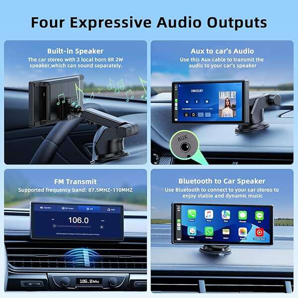 LAMTTO 9.26-inch Wireless CarPlay Screen for Car Compatable with Apple CarPlay& Android Auto,Portable Car Stereo with GPS Navigation,Bluetooth,Mirror Link,Drive Play,Touch Screen for All Vehicles - Image 6