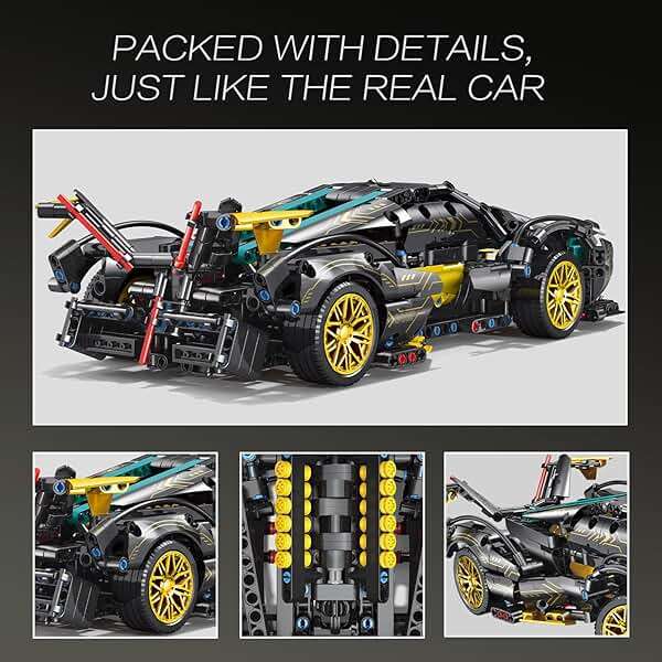 JSINMA Technic Sports Car Building Blocks Toys Boys or Adults Kits 1:14 MOC Lambo V12 Building Set Speed Champions Raceing Car Model Vehicle Set for 10 12 14+ Year Boys(1012pcs) - Image 6