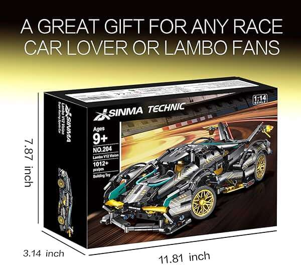 JSINMA Technic Sports Car Building Blocks Toys Boys or Adults Kits 1:14 MOC Lambo V12 Building Set Speed Champions Raceing Car Model Vehicle Set for 10 12 14+ Year Boys(1012pcs) - Image 7
