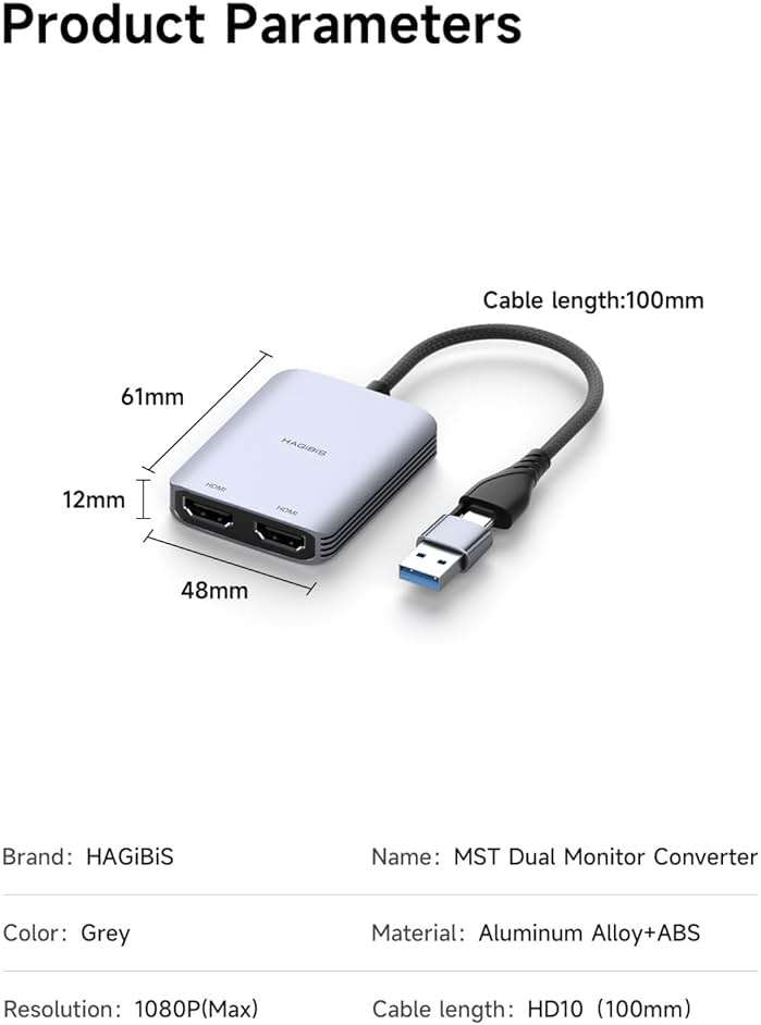 Hagibis USB 3.0 or USB C to Dual HDMI Adapter for Mac&Windows, MST Dual Monitor Converter Triple Display for Apple M1/M2/M3 Chip HDMI Splitter Extended for MacBook Pro Air Mac mini Studio - Image 8