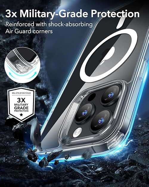ESR for iPhone 16 Pro Case, Compatible with MagSafe, Shockproof Military-Grade Protection, Magnetic Phone Case for iPhone 16 Pro, Classic Hybrid Case (HaloLock), Clear - Image 5