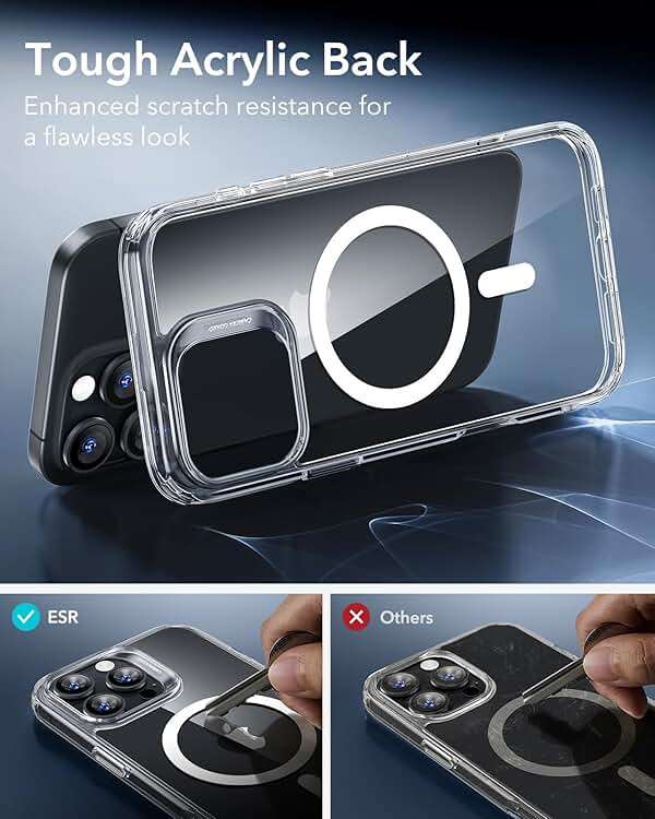 ESR for iPhone 16 Pro Case, Compatible with MagSafe, Shockproof Military-Grade Protection, Magnetic Phone Case for iPhone 16 Pro, Classic Hybrid Case (HaloLock), Clear - Image 8