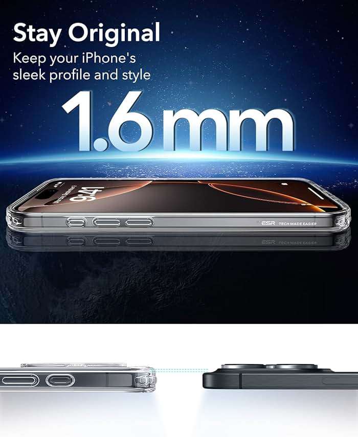 ESR for iPhone 16 Pro Case, Compatible with MagSafe, Shockproof Military-Grade Protection, Magnetic Phone Case for iPhone 16 Pro, Classic Hybrid Case (HaloLock), Clear - Image 9