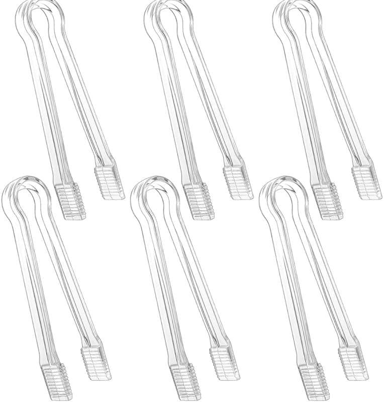 Clear Kitchen Tongs, 6 Pcs Buffet Plastic Disposable Tongs for Serving Food, Ice, Salad, Barbecue, Cookies (6.3"/16cm*0.82"/2.1cm, Weighs 0.05Ib/0.02Kg) - Image 1