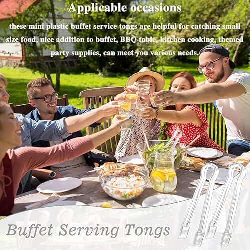 Clear Kitchen Tongs, 6 Pcs Buffet Plastic Disposable Tongs for Serving Food, Ice, Salad, Barbecue, Cookies (6.3"/16cm*0.82"/2.1cm, Weighs 0.05Ib/0.02Kg) - Image 2
