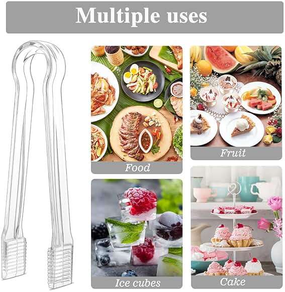 Clear Kitchen Tongs, 6 Pcs Buffet Plastic Disposable Tongs for Serving Food, Ice, Salad, Barbecue, Cookies (6.3"/16cm*0.82"/2.1cm, Weighs 0.05Ib/0.02Kg) - Image 4