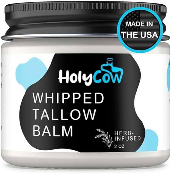 HolyCow 100% Grass Fed Beef Tallow For Skin - Whipped Tallow Balm with Organic Jojoba Oil (Unscented/Herb-Infused), Grass Fed Beef Tallow Face Moisturizer for Eczema, Baby, Lip Balm - Image 1