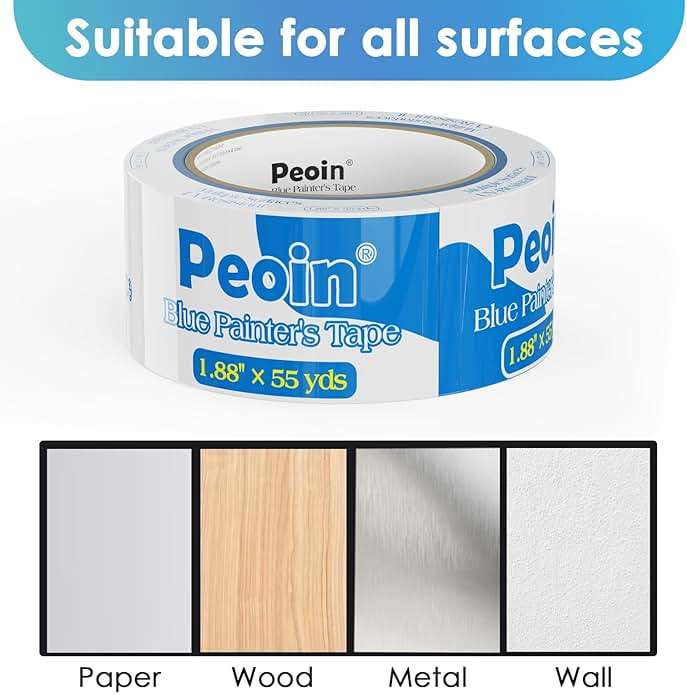 Peoin Blue Painters Tape 2 Inch Wide Bulk, 24 Roll Painting Tape Blue Masking Tape for Painting Wall DIY Edge, Paint 1.88 Inch 55 Yards X 24 Rolls 1320 Total Yards - Image 5