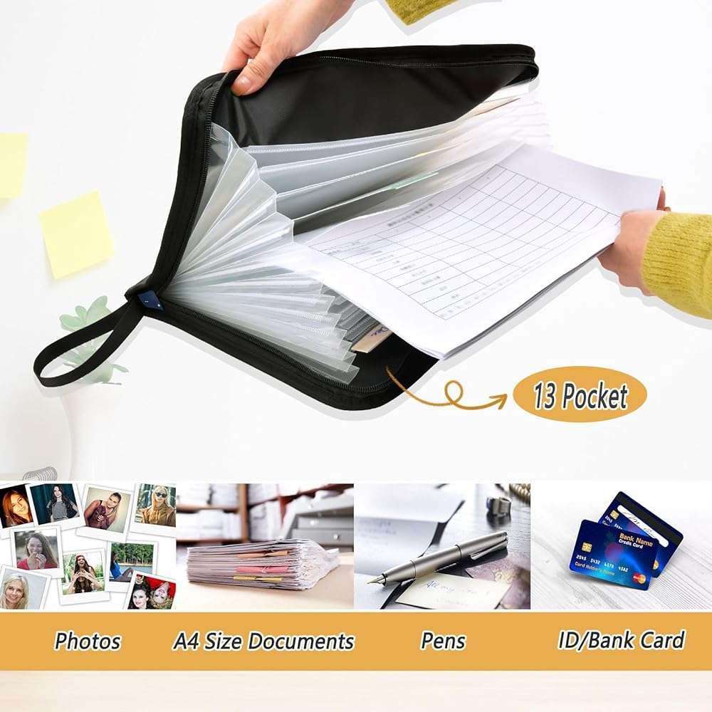 Toy Bears Theme Expanding File Folder with Sticky Labels, 13 Pockets Accordion File Folder Document Organizer with Zipper Closure - Image 5